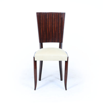 Set of Eight French Art Deco Macassar Ebony Dining Chairs, c.1930s