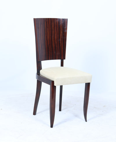 Set of Eight French Art Deco Macassar Ebony Dining Chairs, c.1930s