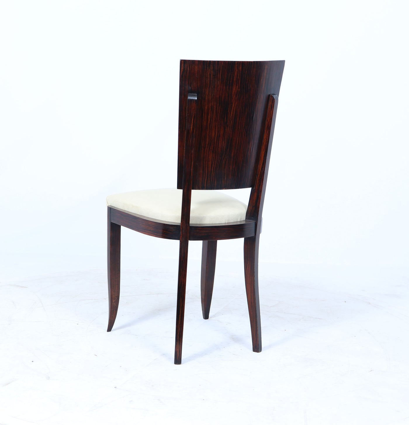 Set of Eight French Art Deco Macassar Ebony Dining Chairs, c.1930s