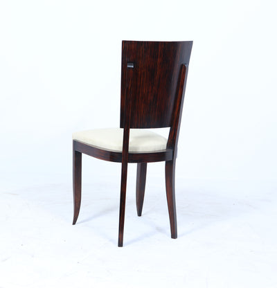 Set of Eight French Art Deco Macassar Ebony Dining Chairs, c.1930s