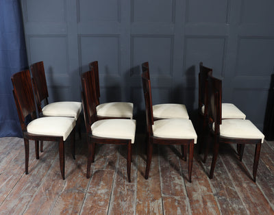 Set of Eight French Art Deco Macassar Ebony Dining Chairs, c.1930s