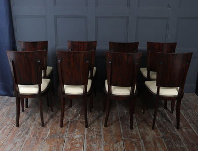 Set of Eight French Art Deco Macassar Ebony Dining Chairs, c.1930s