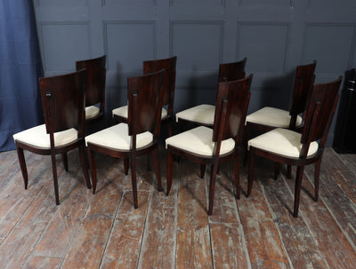 Set of Eight French Art Deco Macassar Ebony Dining Chairs, c.1930s