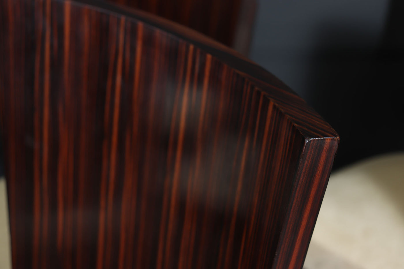 Set of Eight French Art Deco Macassar Ebony Dining Chairs, c.1930s