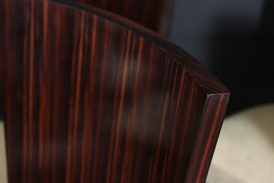 Set of Eight French Art Deco Macassar Ebony Dining Chairs, c.1930s