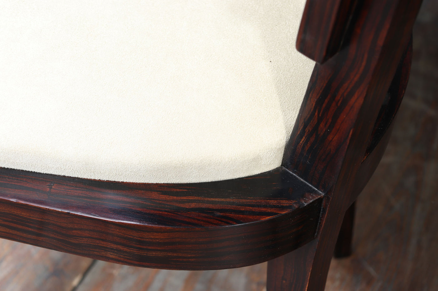 Set of Eight French Art Deco Macassar Ebony Dining Chairs, c.1930s