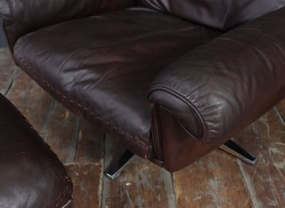 De Sede DS-31 Armchair and Footstool in Leather, Switzerland, c.1970s