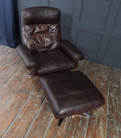De Sede DS-31 Armchair and Footstool in Leather, Switzerland, c.1970s