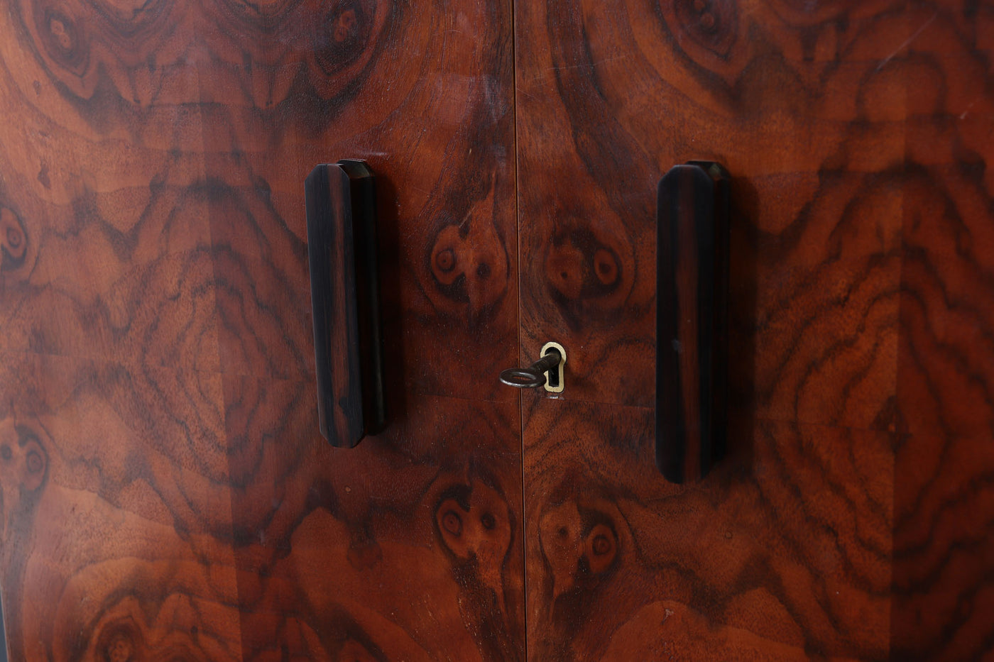 English Art Deco Burr Walnut Cocktail Cabinet, c.1930s