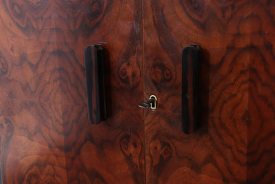 English Art Deco Burr Walnut Cocktail Cabinet, c.1930s