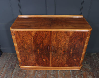 English Art Deco Walnut Sideboard , c.1930s