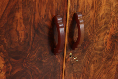 English Art Deco Walnut Sideboard , c.1930s