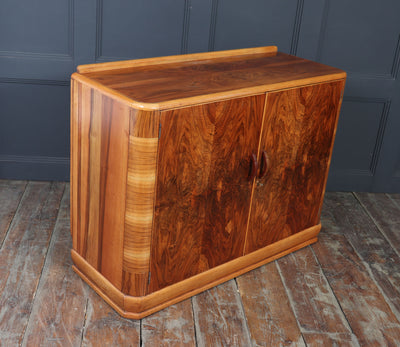 English Art Deco Walnut Sideboard , c.1930s