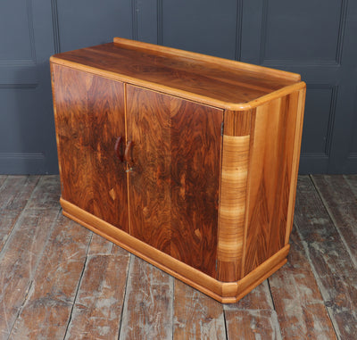 English Art Deco Walnut Sideboard , c.1930s