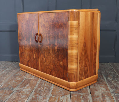 English Art Deco Walnut Sideboard , c.1930s