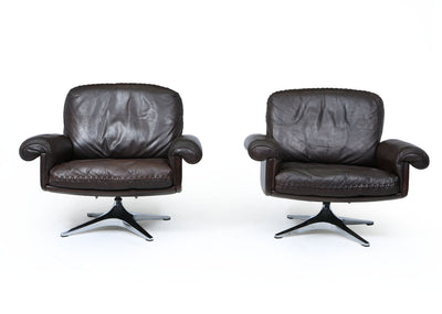 Pair of De Sede DS-31 Swivel Armchairs in Leather, Switzerland, c.1970s