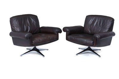 Pair of De Sede DS-31 Swivel Armchairs in Leather, Switzerland, c.1970s