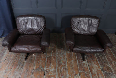 Pair of De Sede DS-31 Swivel Armchairs in Leather, Switzerland, c.1970s