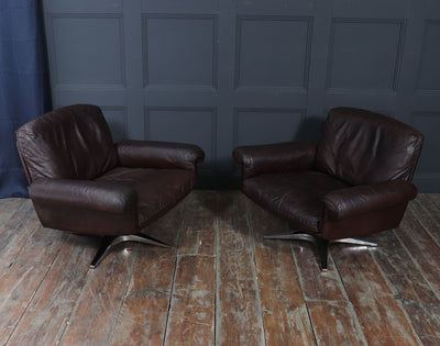 Pair of De Sede DS-31 Swivel Armchairs in Leather, Switzerland, c.1970s