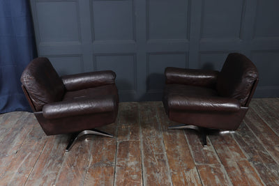 Pair of De Sede DS-31 Swivel Armchairs in Leather, Switzerland, c.1970s
