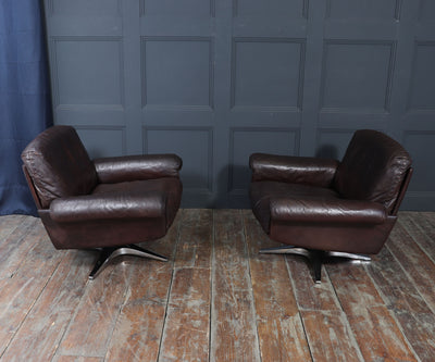 Pair of De Sede DS-31 Swivel Armchairs in Leather, Switzerland, c.1970s