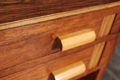 English Art Deco Walnut Console Table with Drawers