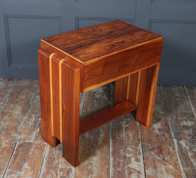 English Art Deco Walnut Console Table with Drawers