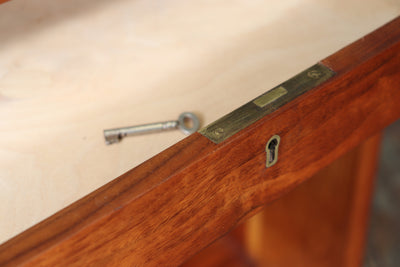 English Art Deco Walnut Console Table with Drawers