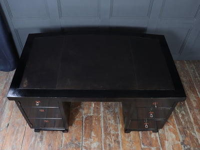 French Art Deco Ebonised Desk with Leather Top