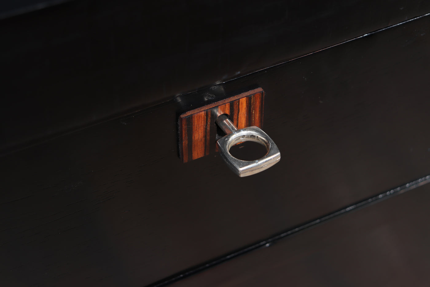 French Art Deco Ebonised Desk with Leather Top