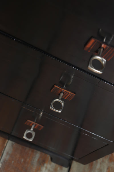 French Art Deco Ebonised Desk with Leather Top