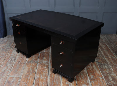 French Art Deco Ebonised Desk with Leather Top