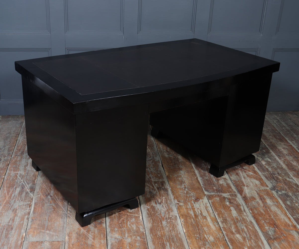 French Art Deco Ebonised Desk with Leather Top