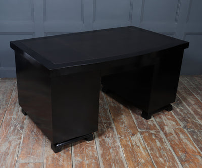 French Art Deco Ebonised Desk with Leather Top