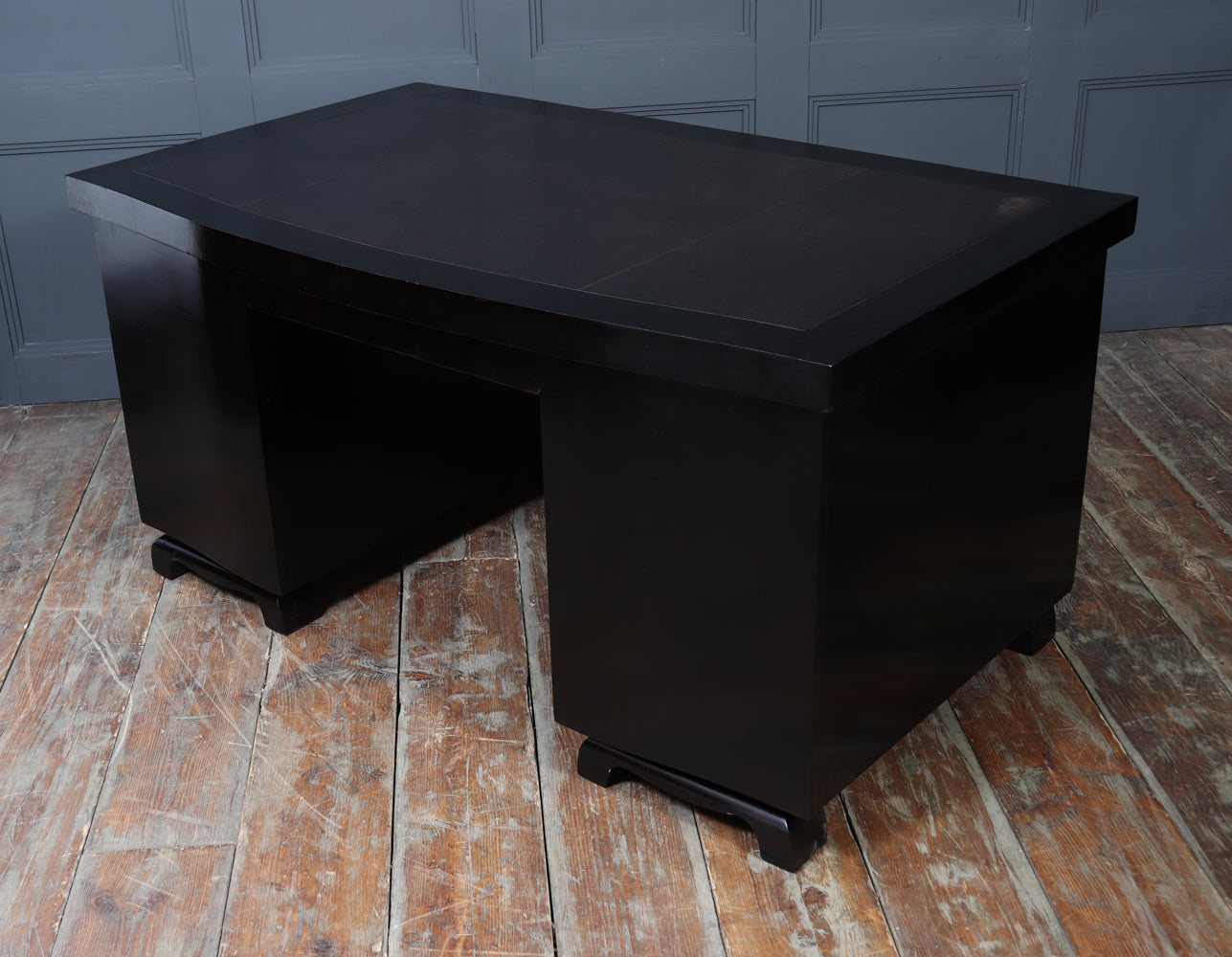 French Art Deco Ebonised Desk with Leather Top