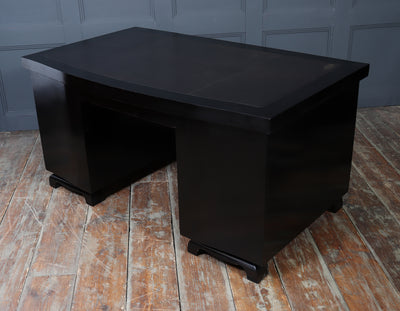 French Art Deco Ebonised Desk with Leather Top