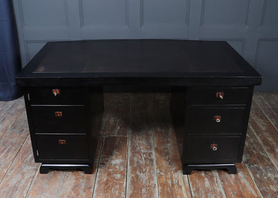 French Art Deco Ebonised Desk with Leather Top