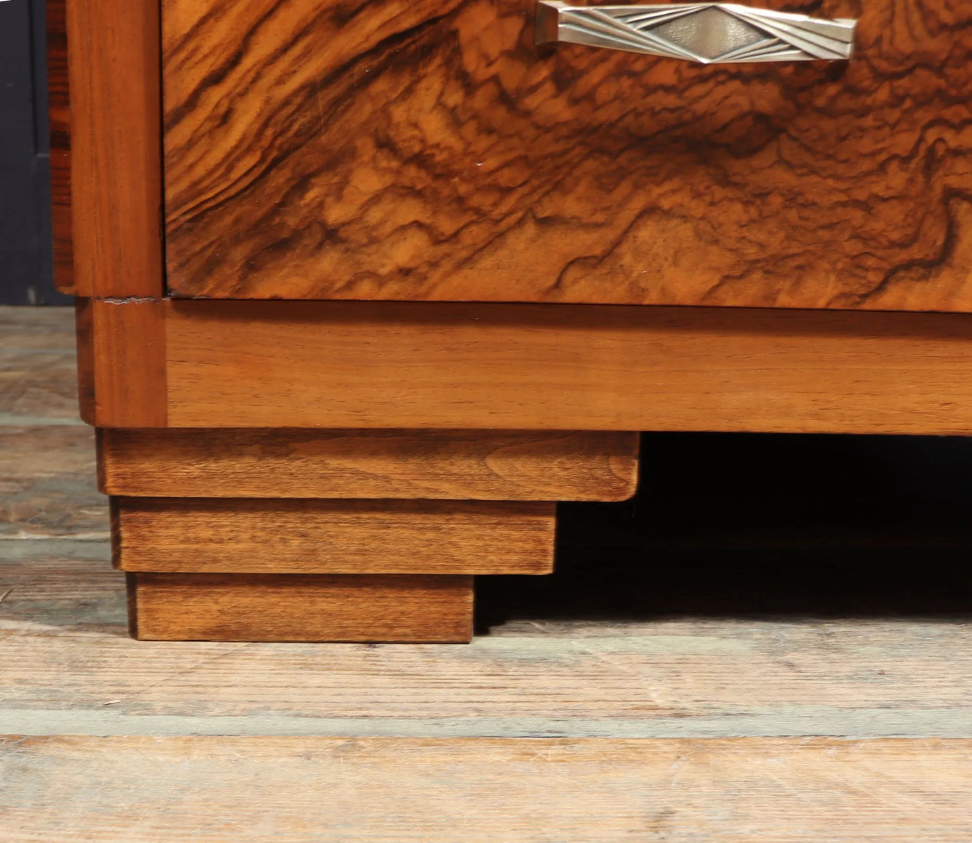 Art Deco Walnut Chest of Drawers with Marble Top