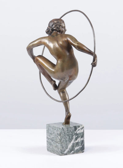 Art Deco Bronze Sculpture Hoop Dancer by A Bouraine c1920