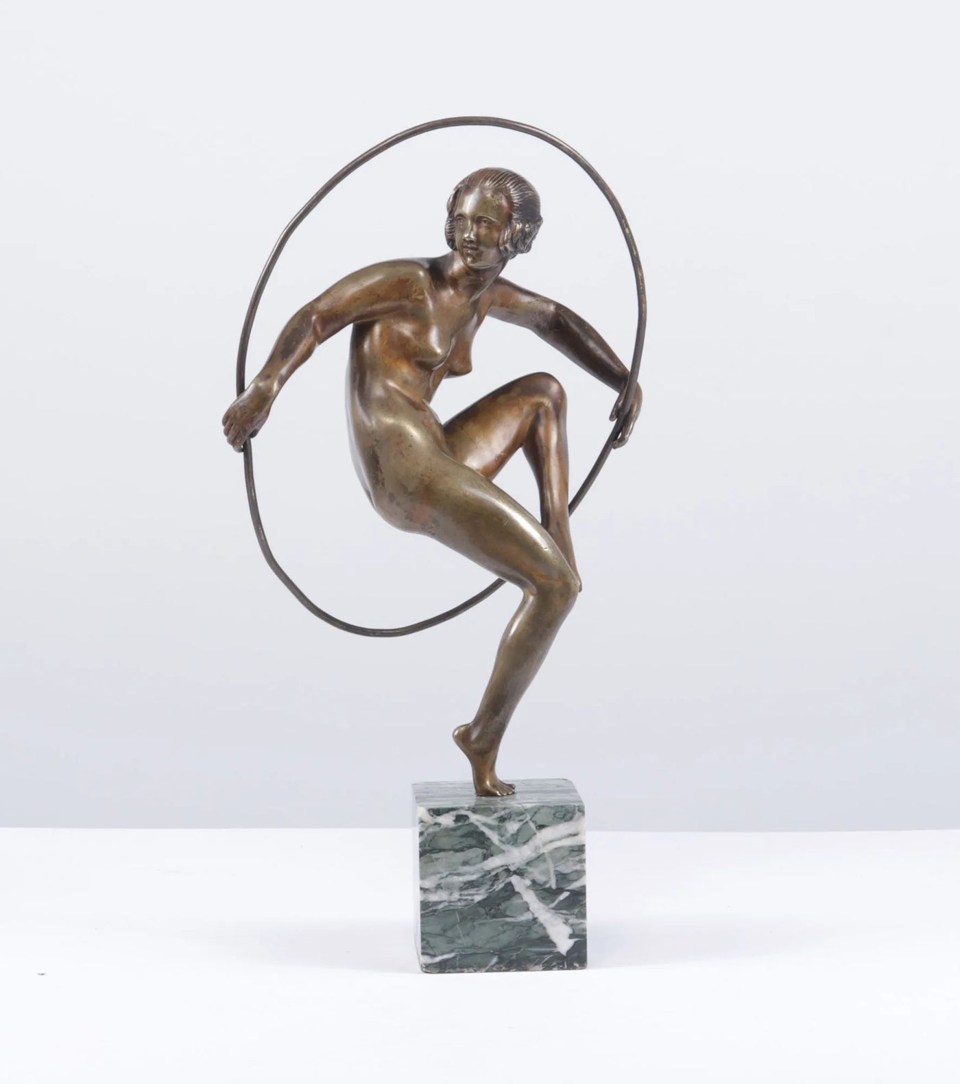 Art Deco Bronze Sculpture Hoop Dancer by A Bouraine c1920