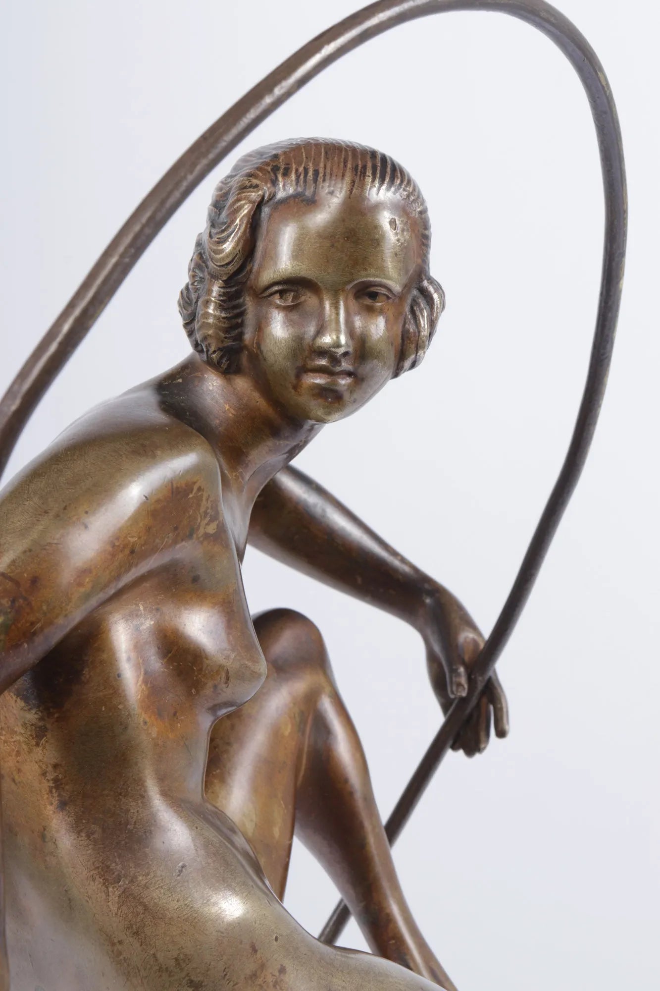 Art Deco Bronze Sculpture Hoop Dancer by A Bouraine c1920