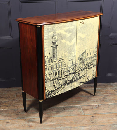 Mid Century Cocktail Cabinet in the Manner of Fornasetti