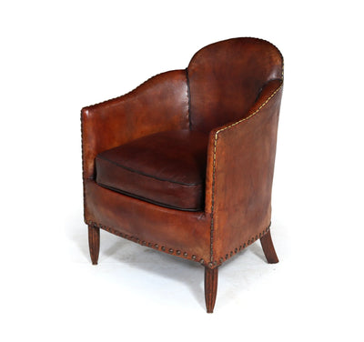 French Art Deco Leather Armchair