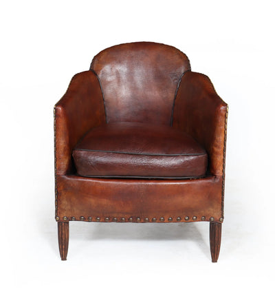 French Art Deco Leather Armchair