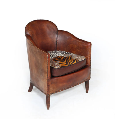 French Art Deco Leather Armchair