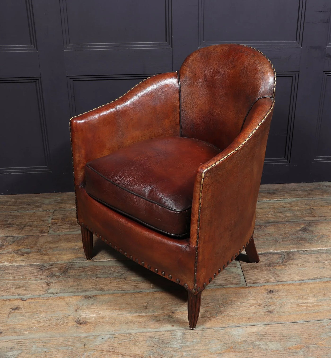 French Art Deco Leather Armchair