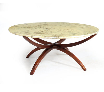 Swedish Mid Century Rosewood and Marble Spider Coffee Table