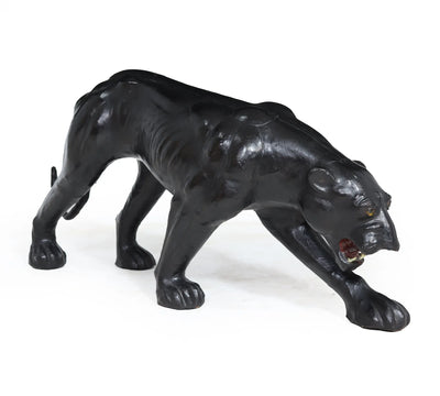 Large Leather Clad Panther Sculpture