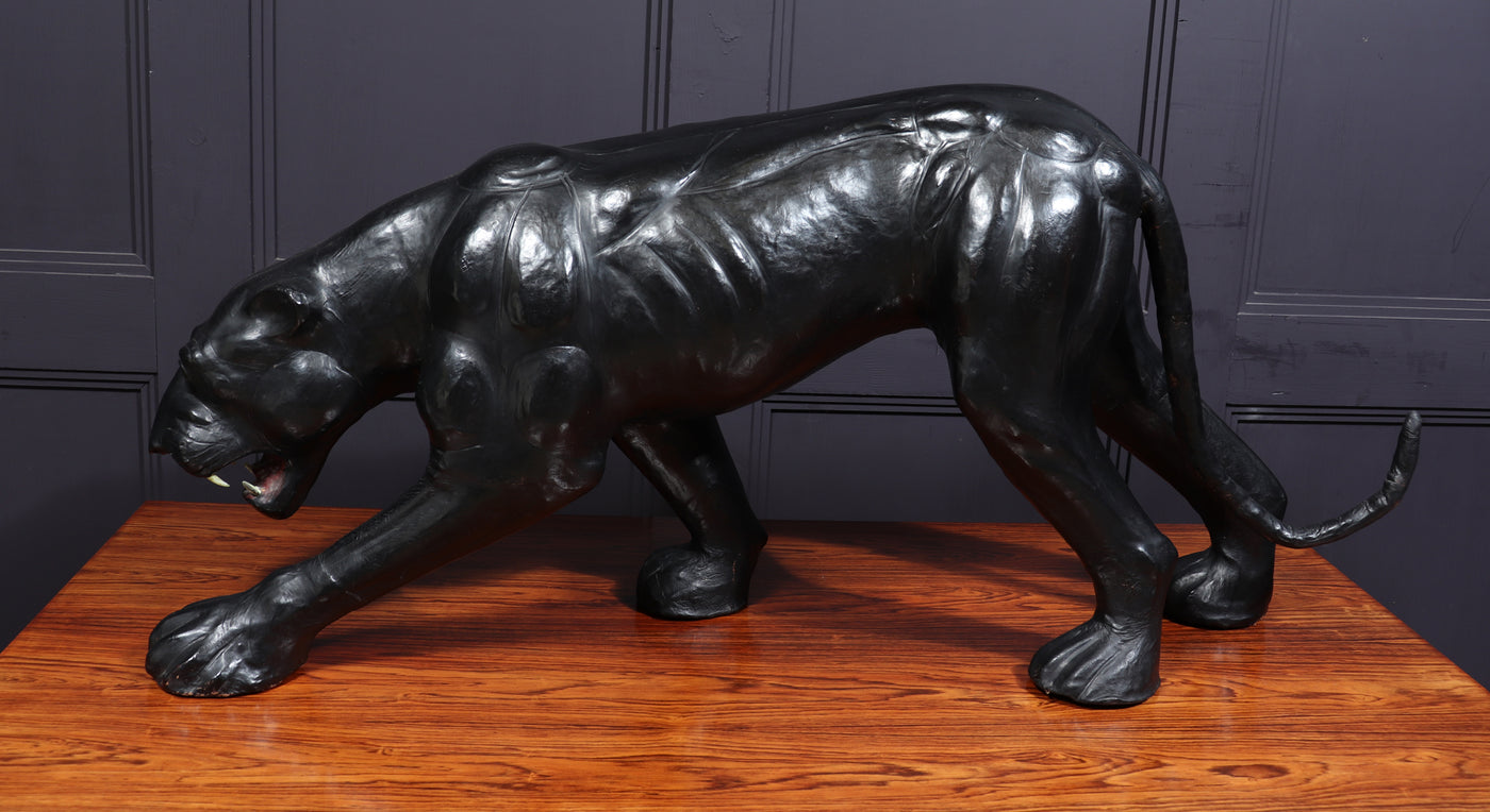 Large Leather Clad Panther Sculpture