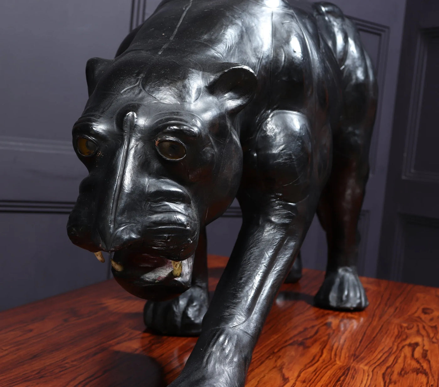 Large Leather Clad Panther Sculpture